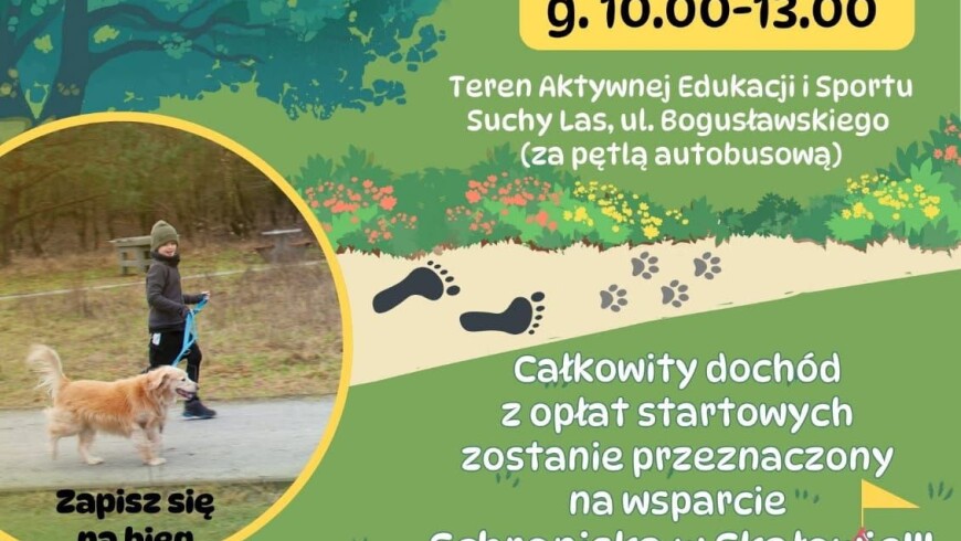 Opis wydarzenia, chłopiec biegnący z psem na smyczy