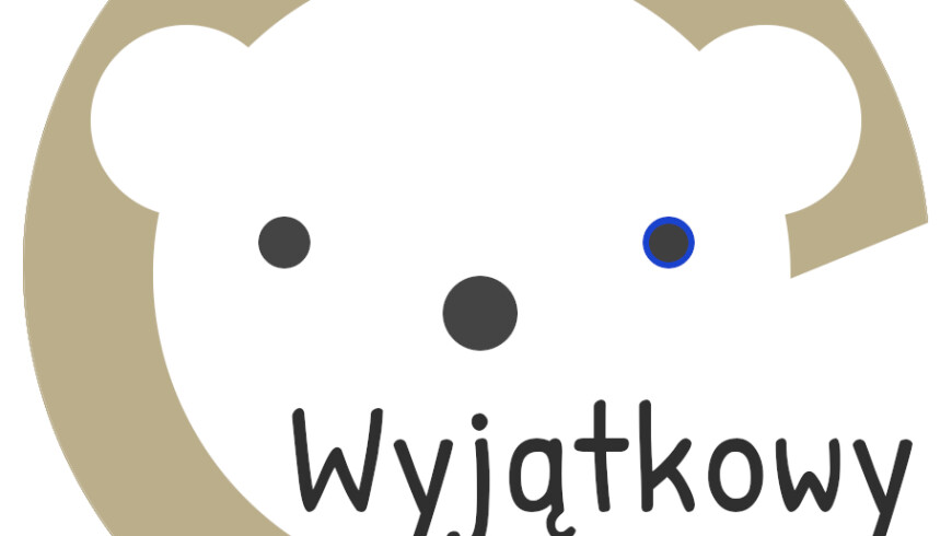 grafika przedstawia głowę misia, napis Wyjątkowy Miś